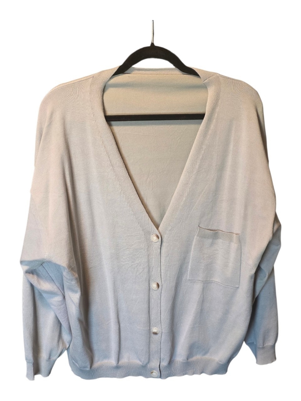 Women's Light Gray V-Neck Button-Front Cardigan